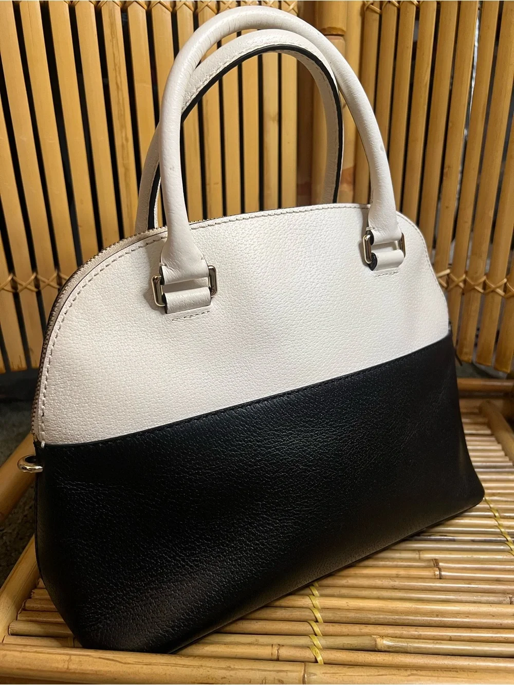 kate spade Black and Cream Two-Tone Dome Satchel